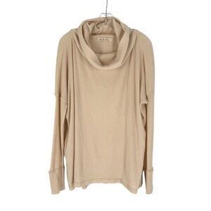 Free People Ribbed Tunic Womens Size Small Ivory Oversized Long Sleeve Soft